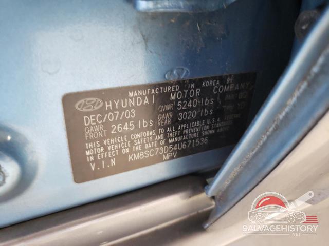 KM8SC73D54U671536 2004 HYUNDAI SANTA FE photo no. 13