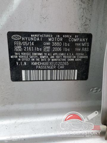 KMHDH4AEXEU120265 2014 HYUNDAI ELANTRA photo no. 12