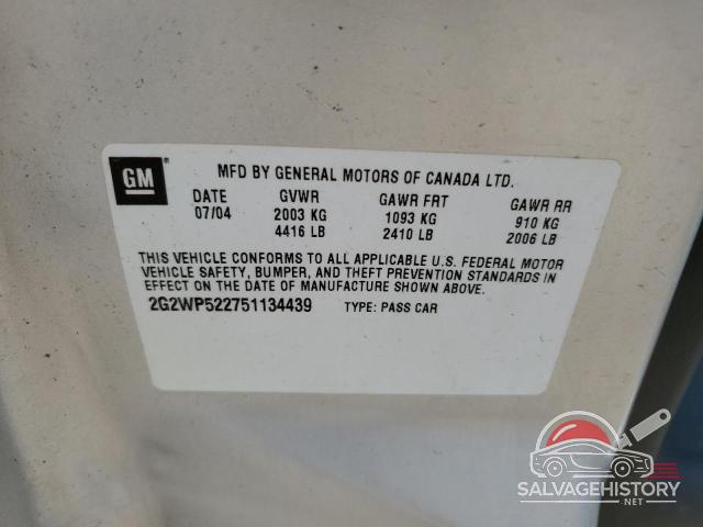 2G2WP522751134439 2005 PONTIAC GRANDPRIX photo no. 12
