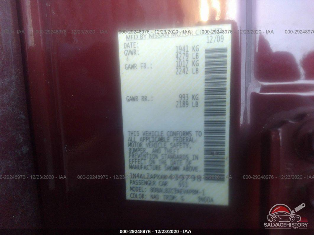 1N4AL2APXAN439798 2010 NISSAN ALTIMA photo no. 9