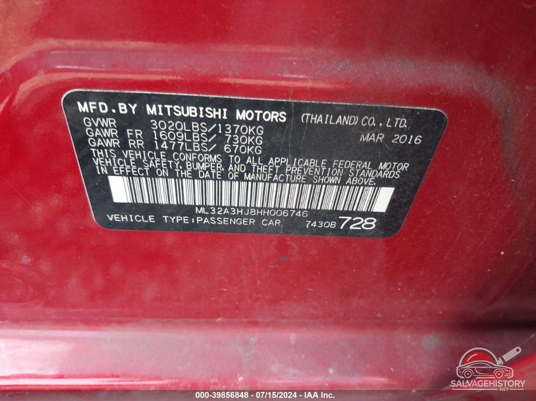ML32A3HJ8HH006746 2017 MITSUBISHI MIRAGE photo no. 9