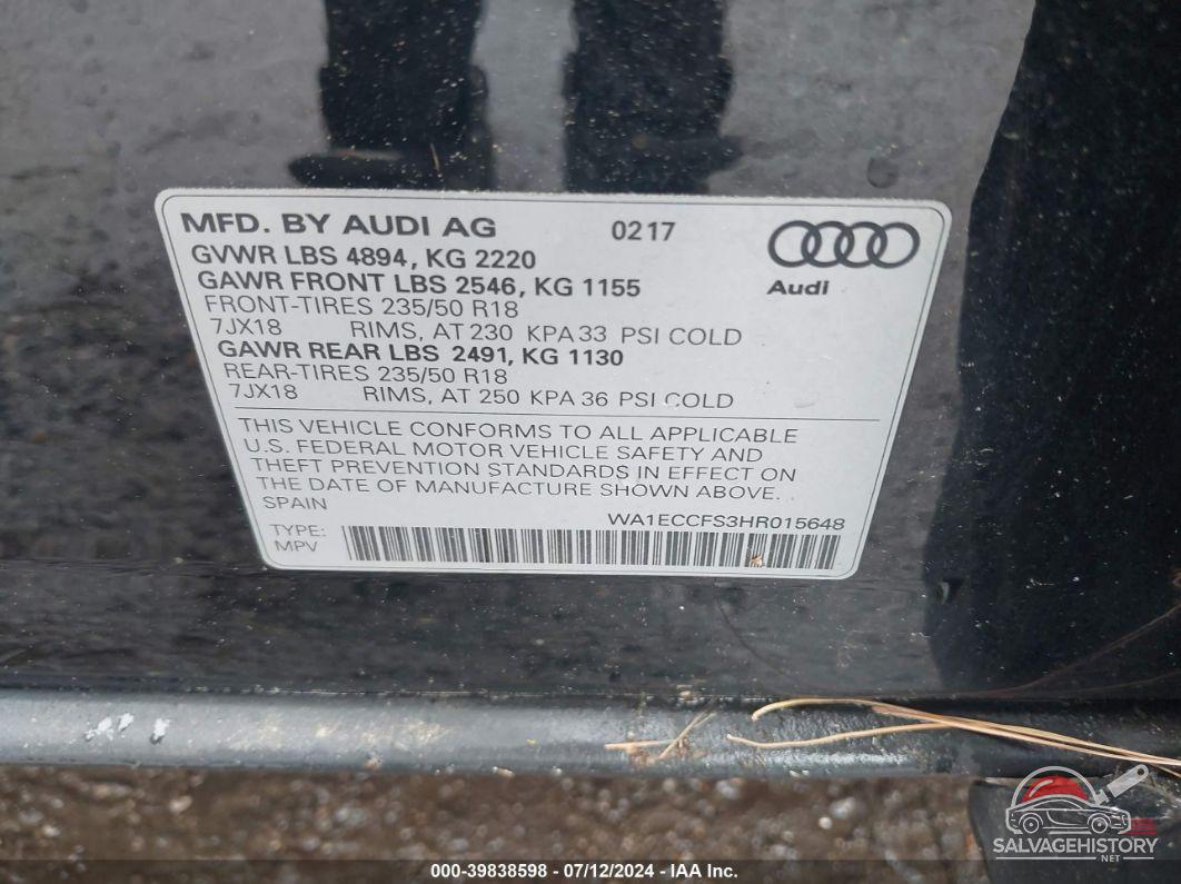WA1ECCFS3HR015648 2017 AUDI Q3 photo no. 9