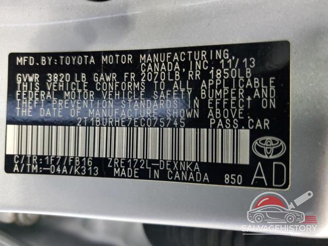 2T1BURHE7EC075745 2014 TOYOTA COROLLA photo no. 12