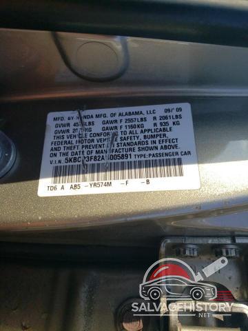 5KBCP3F82AB005891 2010 HONDA ACCORD photo no. 12