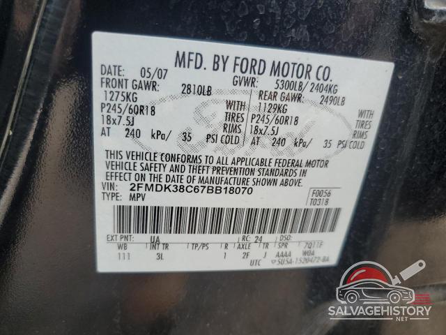 2FMDK38C67BB18070 2007 FORD EDGE photo no. 13