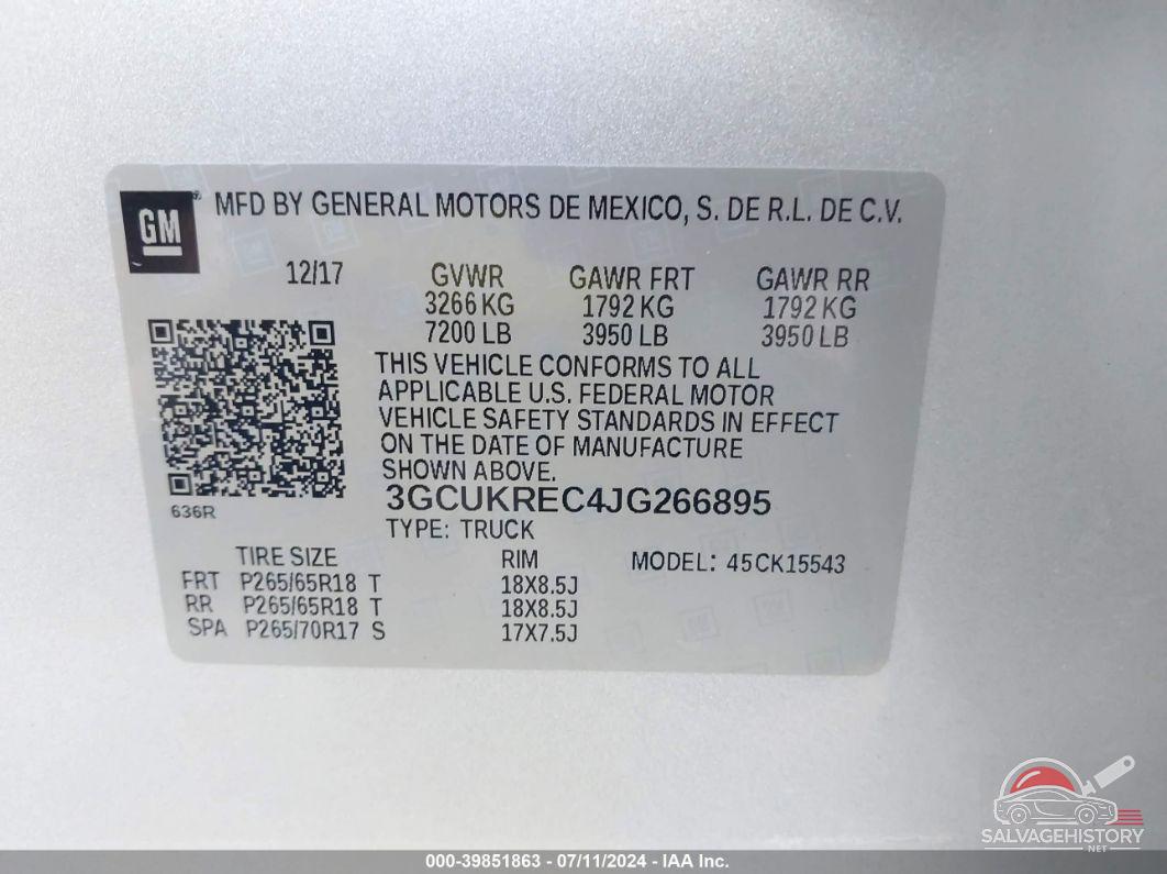 3GCUKREC4JG266895 2018 CHEVROLET SILVERADO photo no. 9