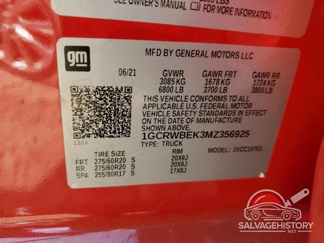 1GCRWBEK3MZ356925 2021 CHEVROLET ALL Models photo no. 12