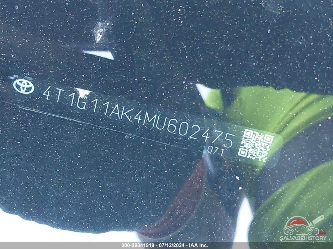 4T1G11AK4MU602475 2021 TOYOTA CAMRY photo no. 9