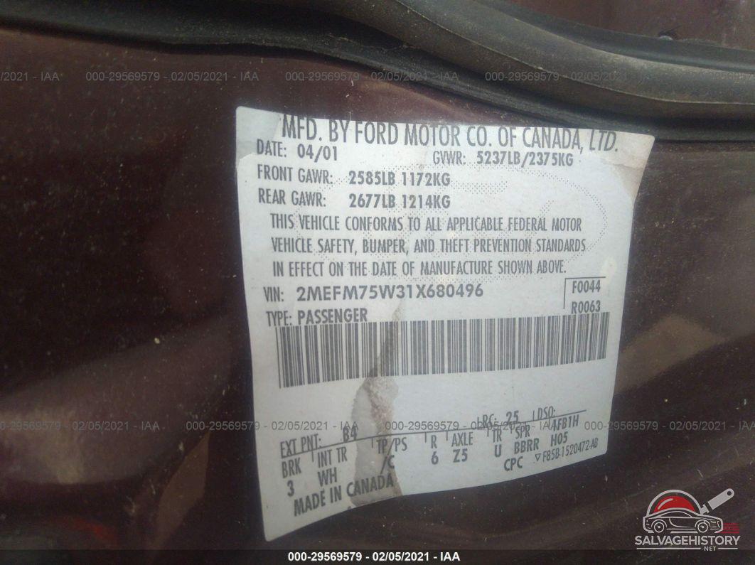2MEFM75W31X680496 2001 MERCURY GRAND MARQUIS photo no. 9
