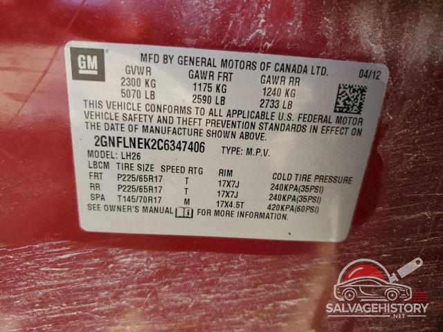 2GNFLNEK2C6347406 2012 CHEVROLET EQUINOX photo no. 12