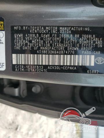 4T1BE32K64U874776 2004 TOYOTA CAMRY photo no. 12
