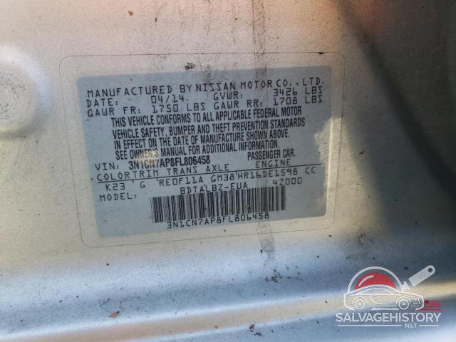 3N1CN7AP8FL806458 2015 NISSAN VERSA photo no. 12