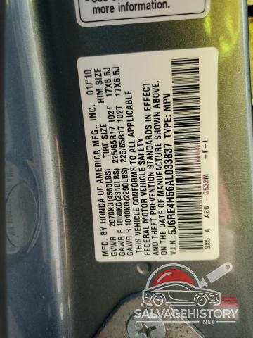 5J6RE4H56AL033837 2010 HONDA CRV photo no. 13