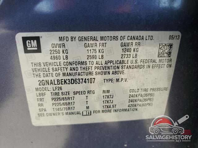 2GNALBEK3D6374107 2013 CHEVROLET EQUINOX photo no. 13