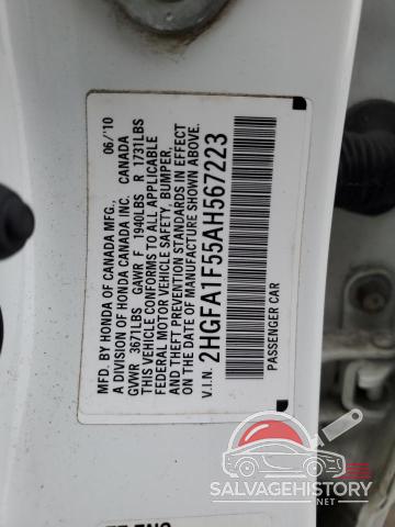 2HGFA1F55AH567223 2010 HONDA CIVIC photo no. 12