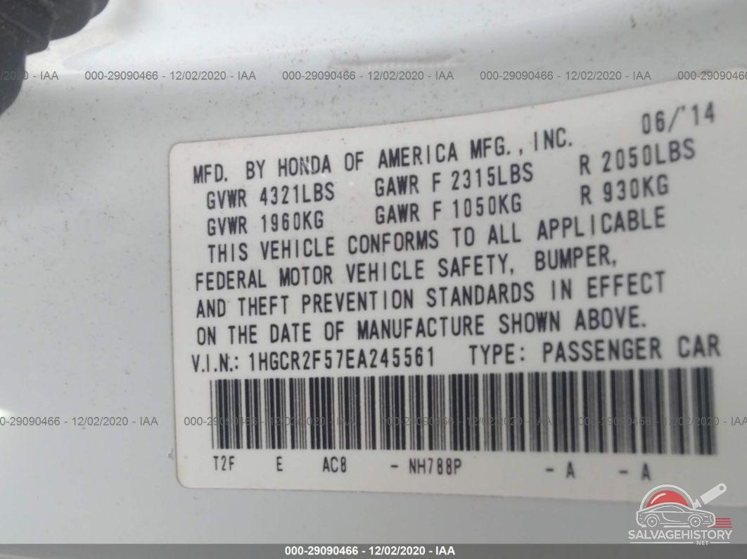 1HGCR2F57EA245561 2014 HONDA ACCORD SEDAN photo no. 9