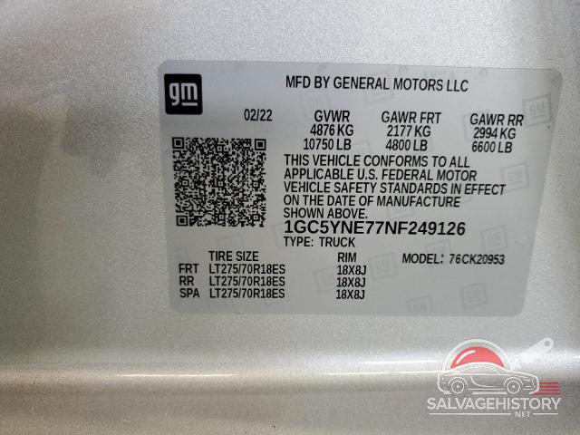 1GC5YNE77NF249126 2022 CHEVROLET ALL Models photo no. 13