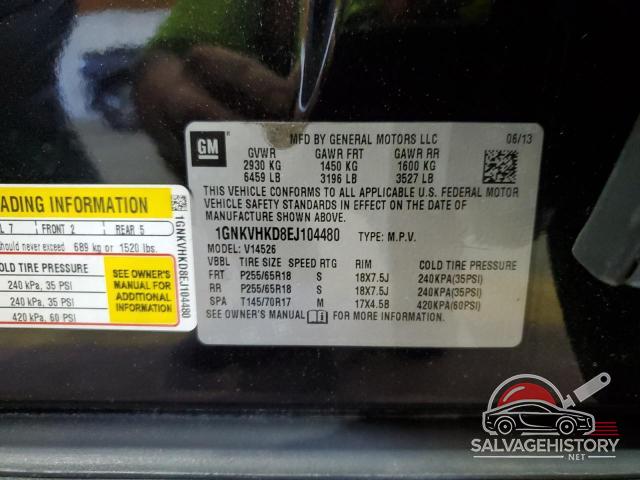 1GNKVHKD8EJ104480 2014 CHEVROLET TRAVERSE photo no. 14