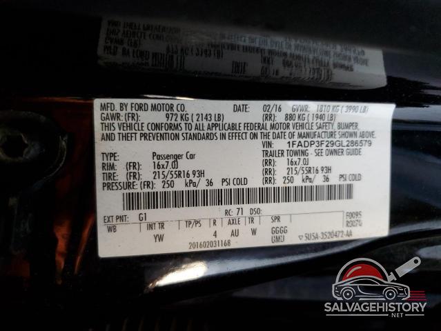 1FADP3F29GL286579 2016 FORD FOCUS photo no. 12