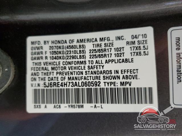 5J6RE4H73AL060592 2010 HONDA CRV photo no. 13