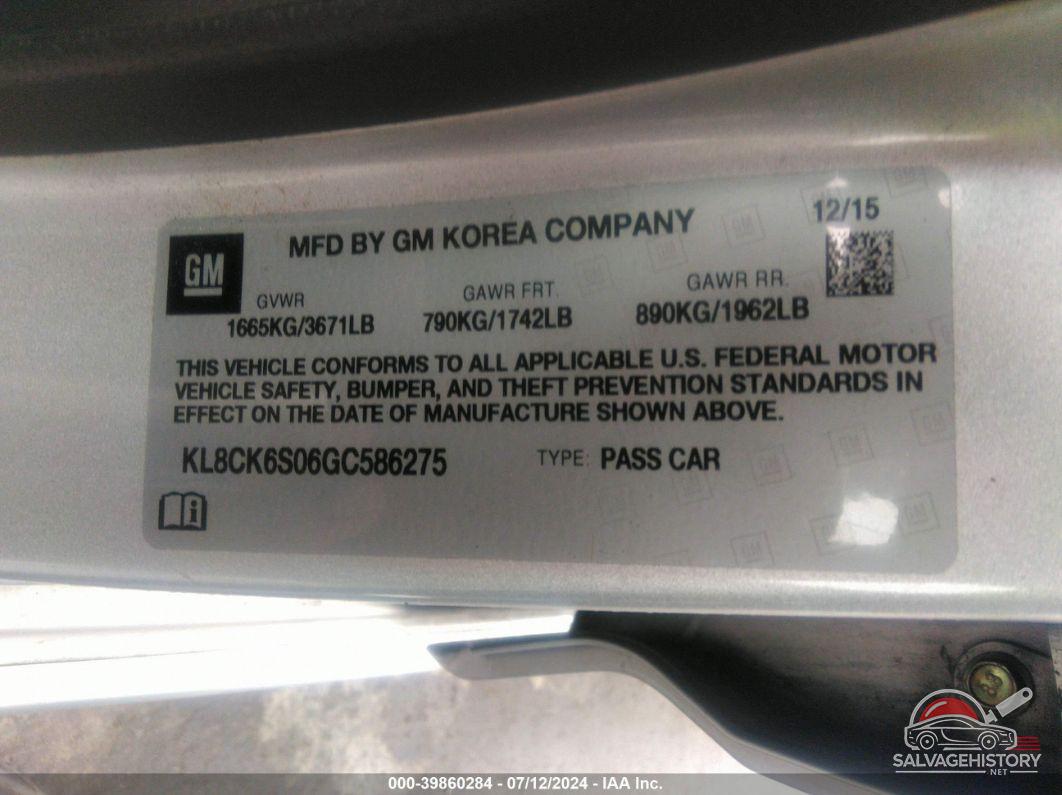 KL8CK6S06GC586275 2016 CHEVROLET SPARK EV photo no. 9