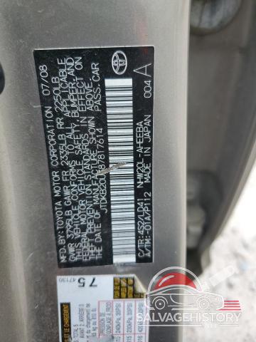 JTDKB20U387817614 2008 TOYOTA PRIUS photo no. 12
