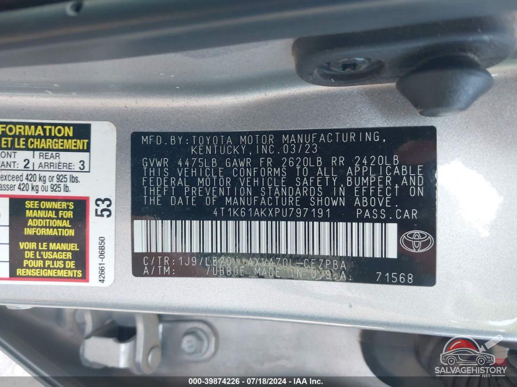 4T1K61AKXPU797191 2023 TOYOTA CAMRY photo no. 9