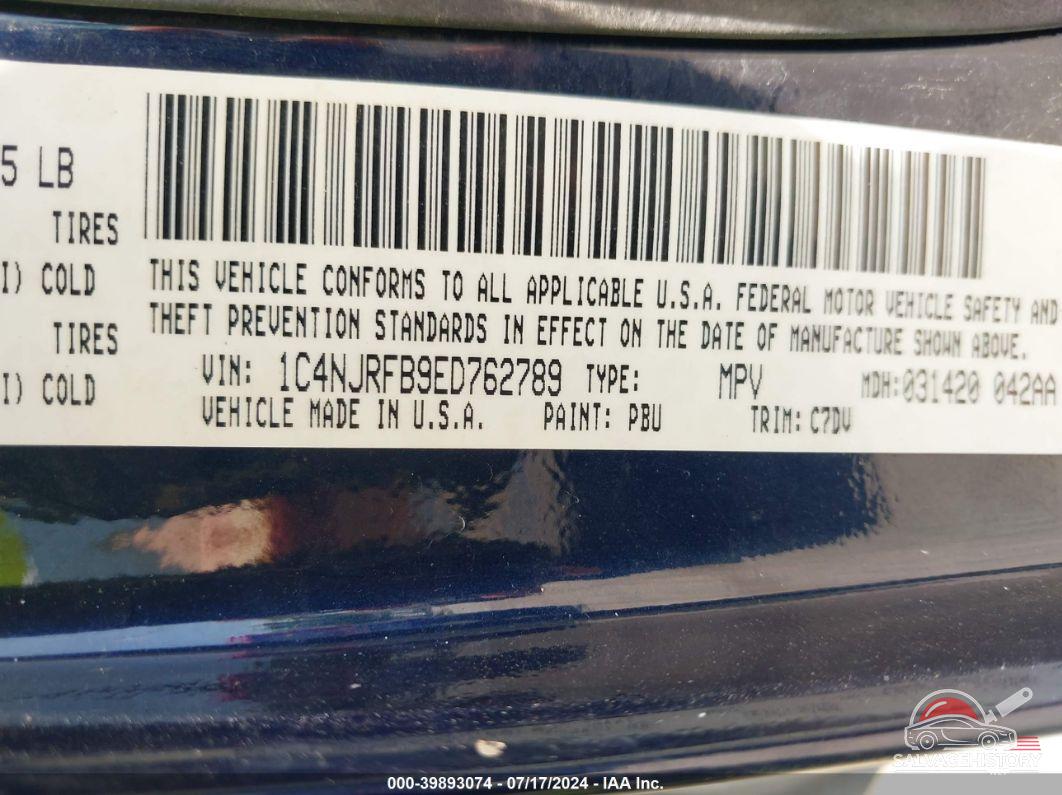1C4NJRFB9ED762789 2014 JEEP PATRIOT photo no. 9
