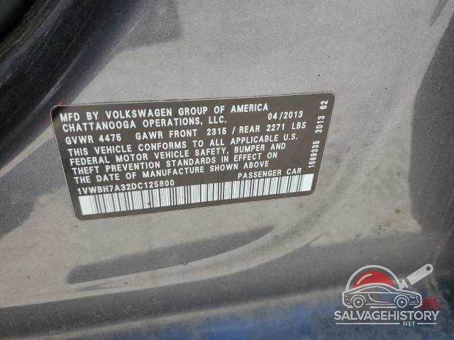 1VWBH7A32DC125800 2013 VOLKSWAGEN PASSAT photo no. 12