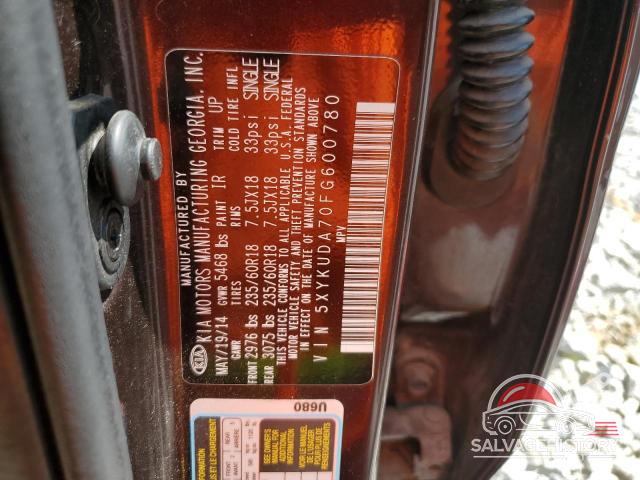5XYKUDA70FG600780 2015 KIA SORENTO photo no. 14