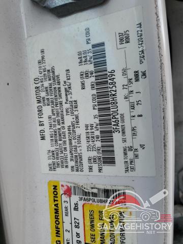 3FA6P0LU8HR258496 2017 FORD FUSION photo no. 12