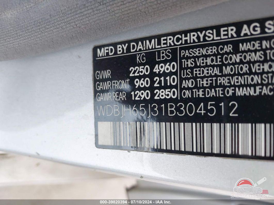 WDBJH65J31B304512 2001 MERCEDES-BENZ E 320 photo no. 9