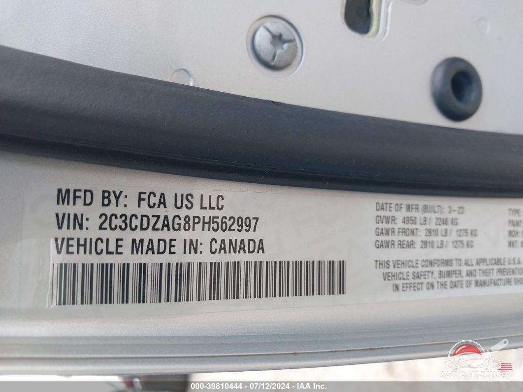 2C3CDZAG8PH562997 2023 DODGE CHALLENGER photo no. 9