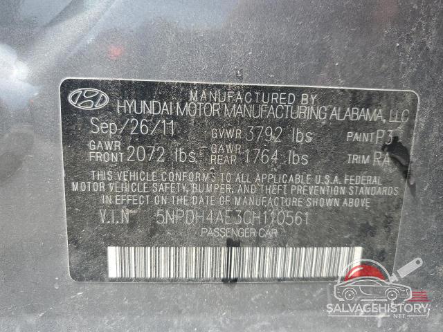 5NPDH4AE3CH110561 2012 HYUNDAI ELANTRA photo no. 12