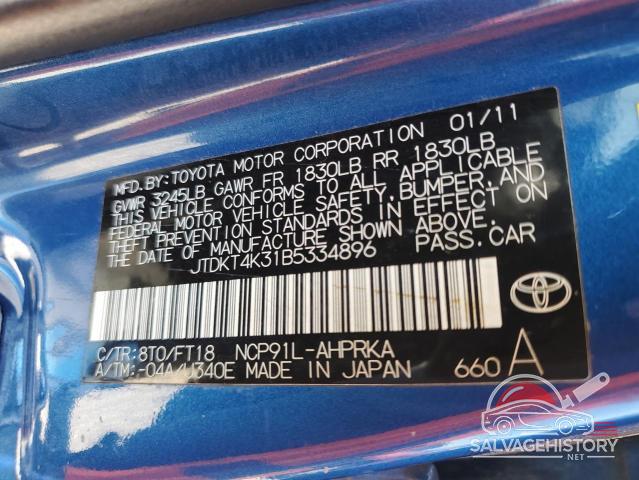 JTDKT4K31B5334896 2011 TOYOTA YARIS photo no. 12