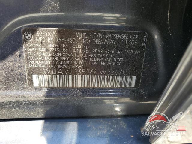WBAVT13526KW22670 2006 BMW 3 SERIES photo no. 12