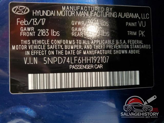 5NPD74LF6HH192107 2017 HYUNDAI ELANTRA photo no. 12