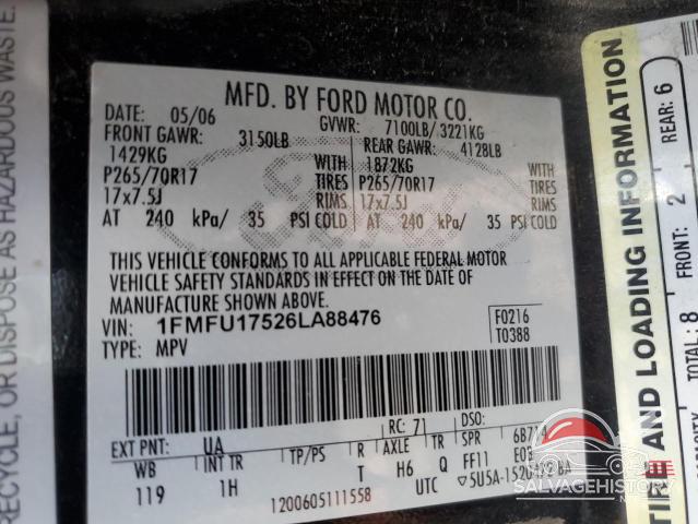 1FMFU17526LA88476 2006 FORD EXPEDITION photo no. 12