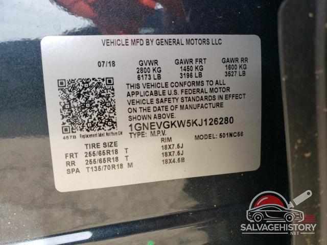 1GNEVGKW5KJ126280 2019 CHEVROLET TRAVERSE photo no. 14