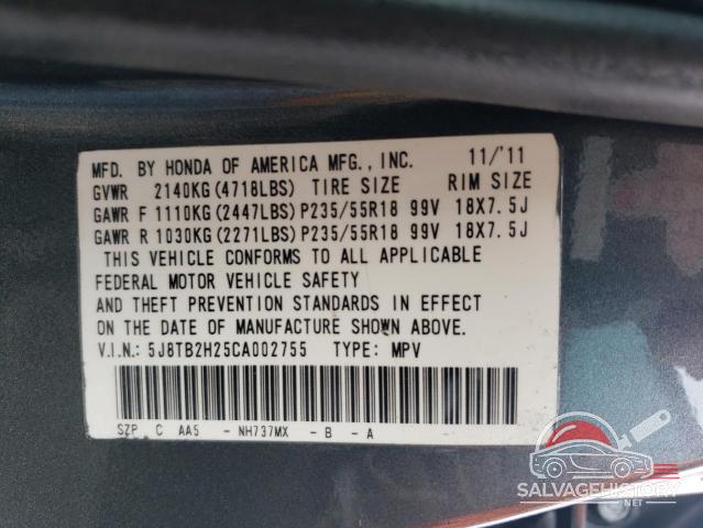 5J8TB2H25CA002755 2012 ACURA RDX photo no. 12