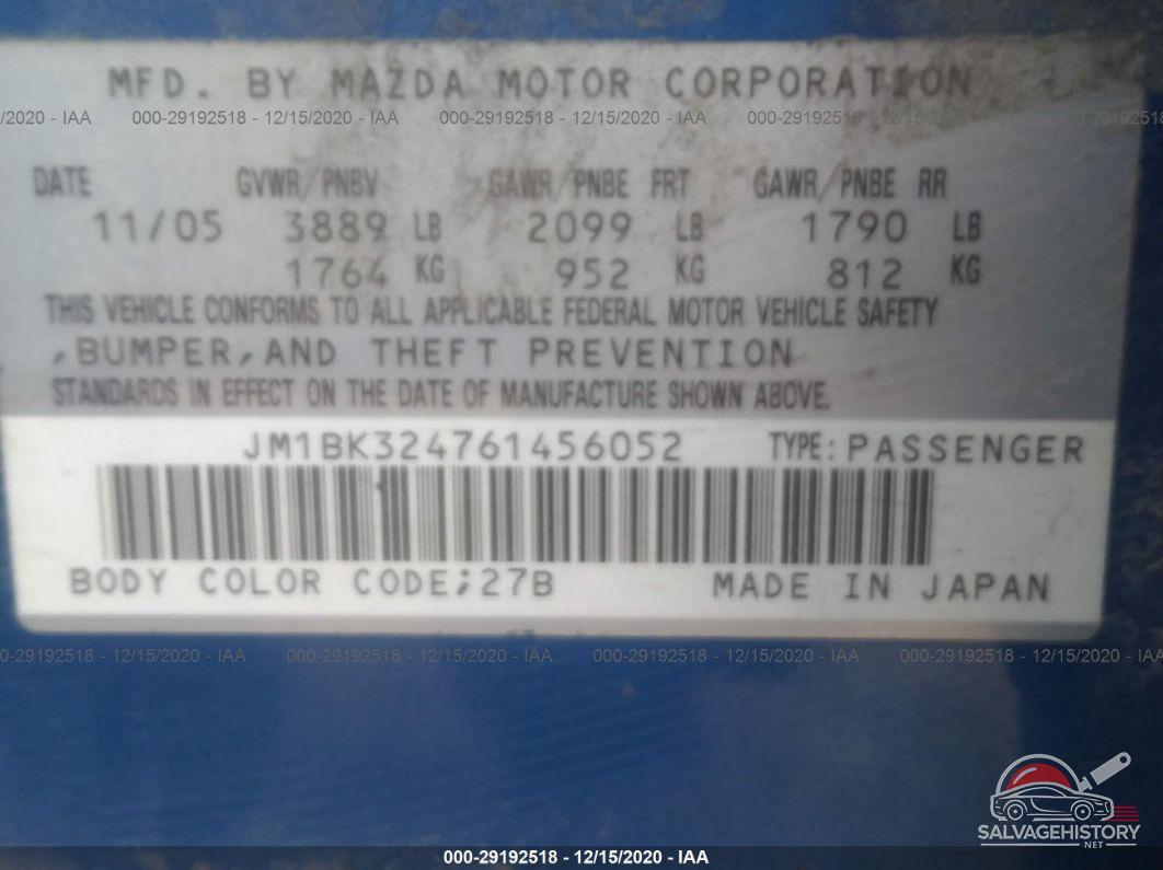JM1BK324761456052 2006 MAZDA MAZDA3 photo no. 9