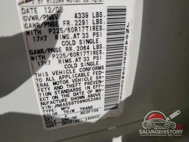 JN8AS58T09W052060 2009 NISSAN ROGUE photo no. 12