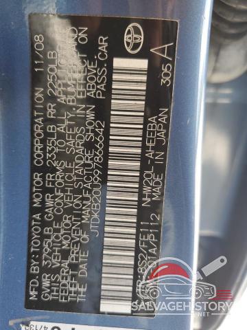 JTDKB20U997866642 2009 TOYOTA PRIUS photo no. 13