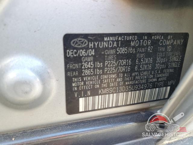 KM8SC13D35U934976 2005 HYUNDAI SANTA FE photo no. 13