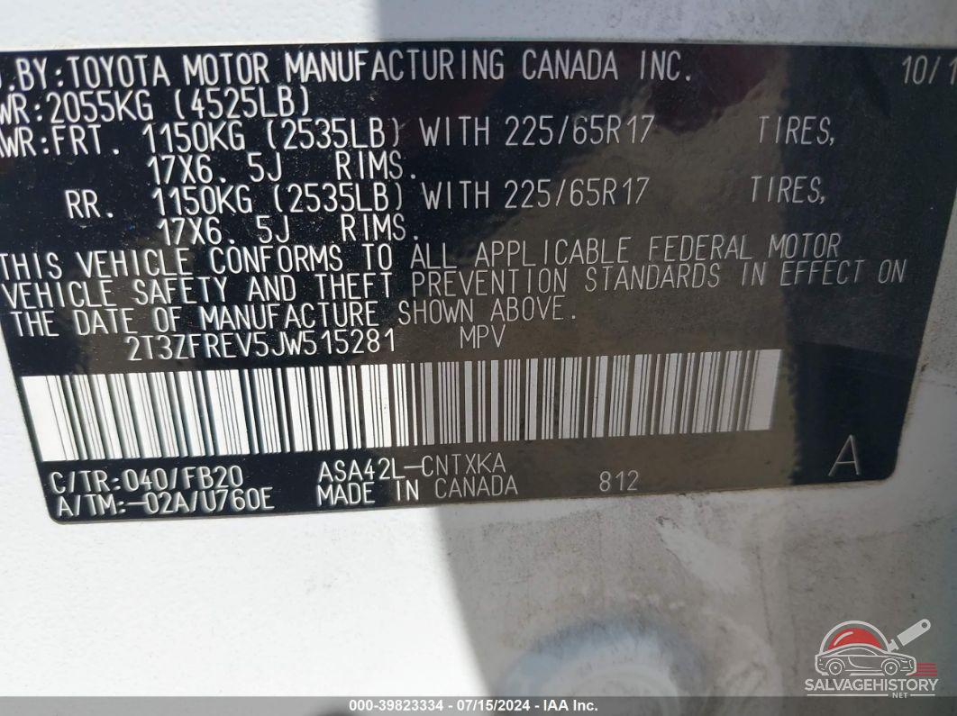 2T3ZFREV5JW515281 2018 TOYOTA RAV4 photo no. 9