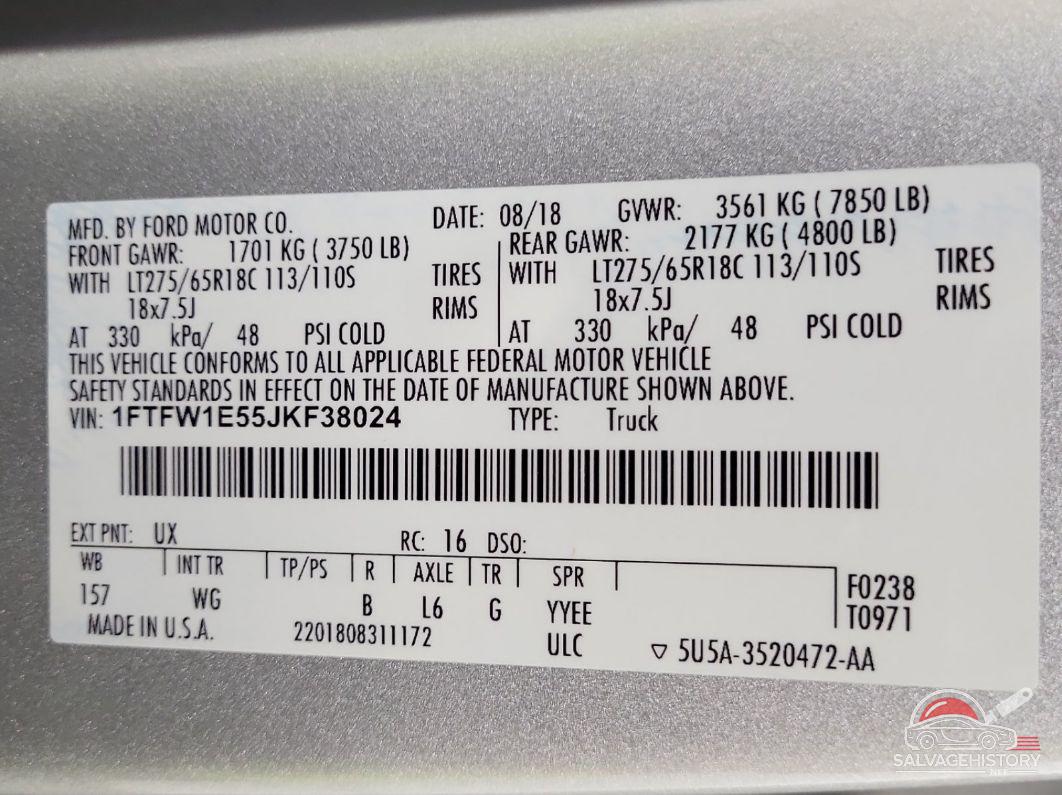 1FTFW1E55JKF38024 2018 FORD F-150 photo no. 2