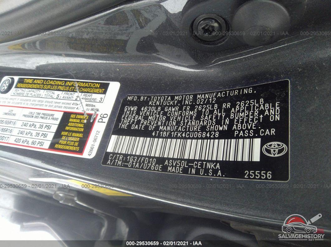 4T1BF1FK4CU068428 2012 TOYOTA CAMRY photo no. 9