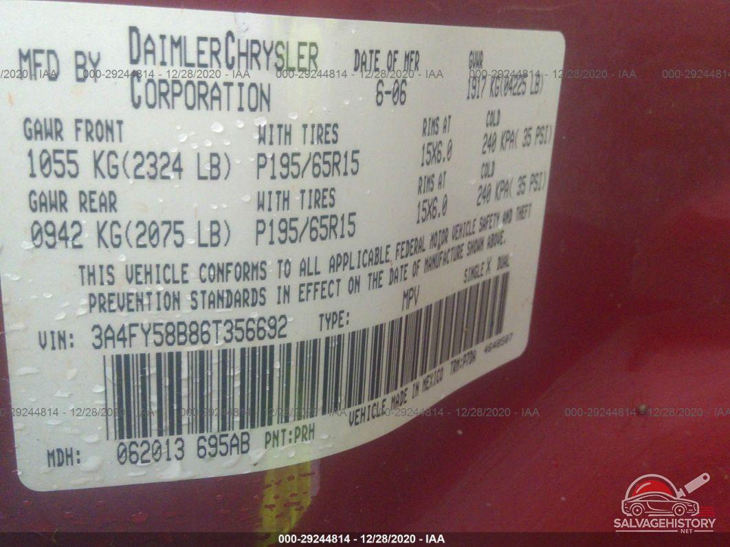 3A4FY58B86T356692 2006 CHRYSLER PT CRUISER photo no. 9
