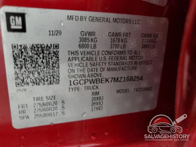 1GCPWBEK7MZ168254 2021 CHEVROLET ALL Models photo no. 12