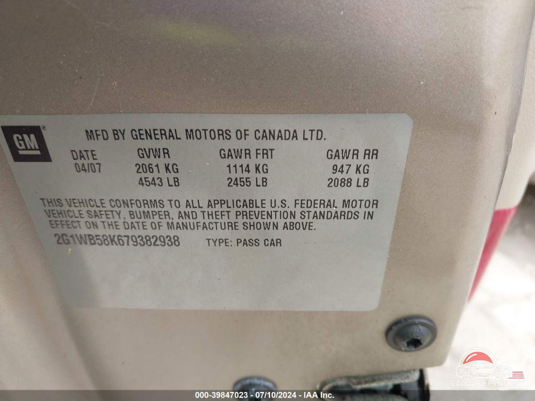 2G1WB58K679382938 2007 CHEVROLET IMPALA photo no. 9